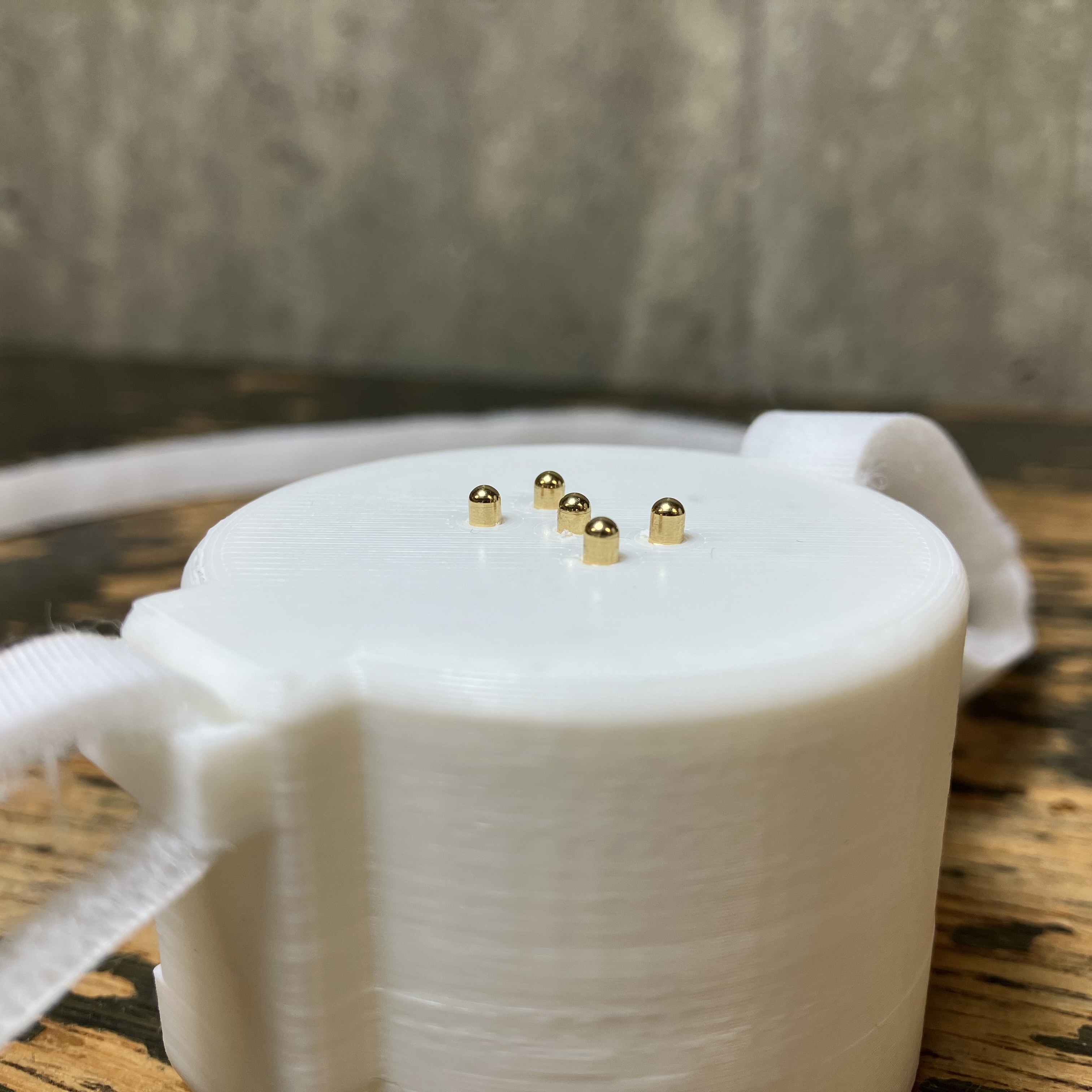 IntoMind BCI Dev Kit — gold-plated electrodes close-up